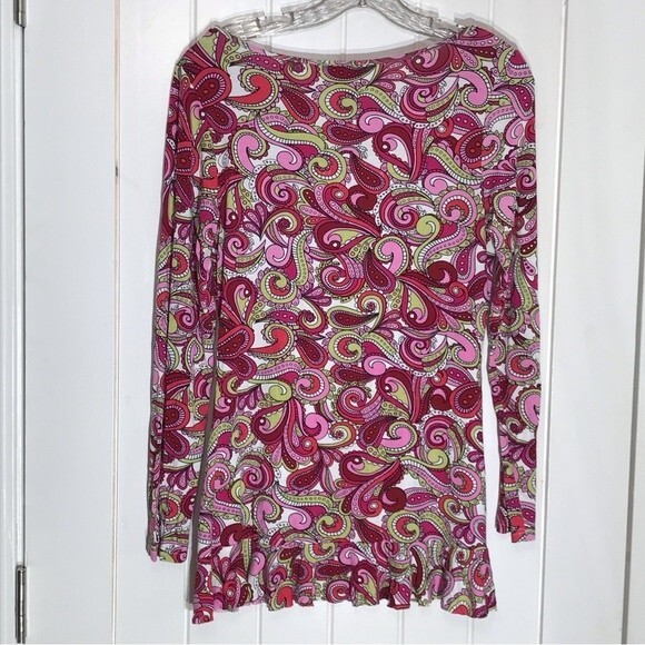 V Christina Long Sleeve Paisley Embellished Ruffled Top Size MEDIUM - Picture 10 of 10